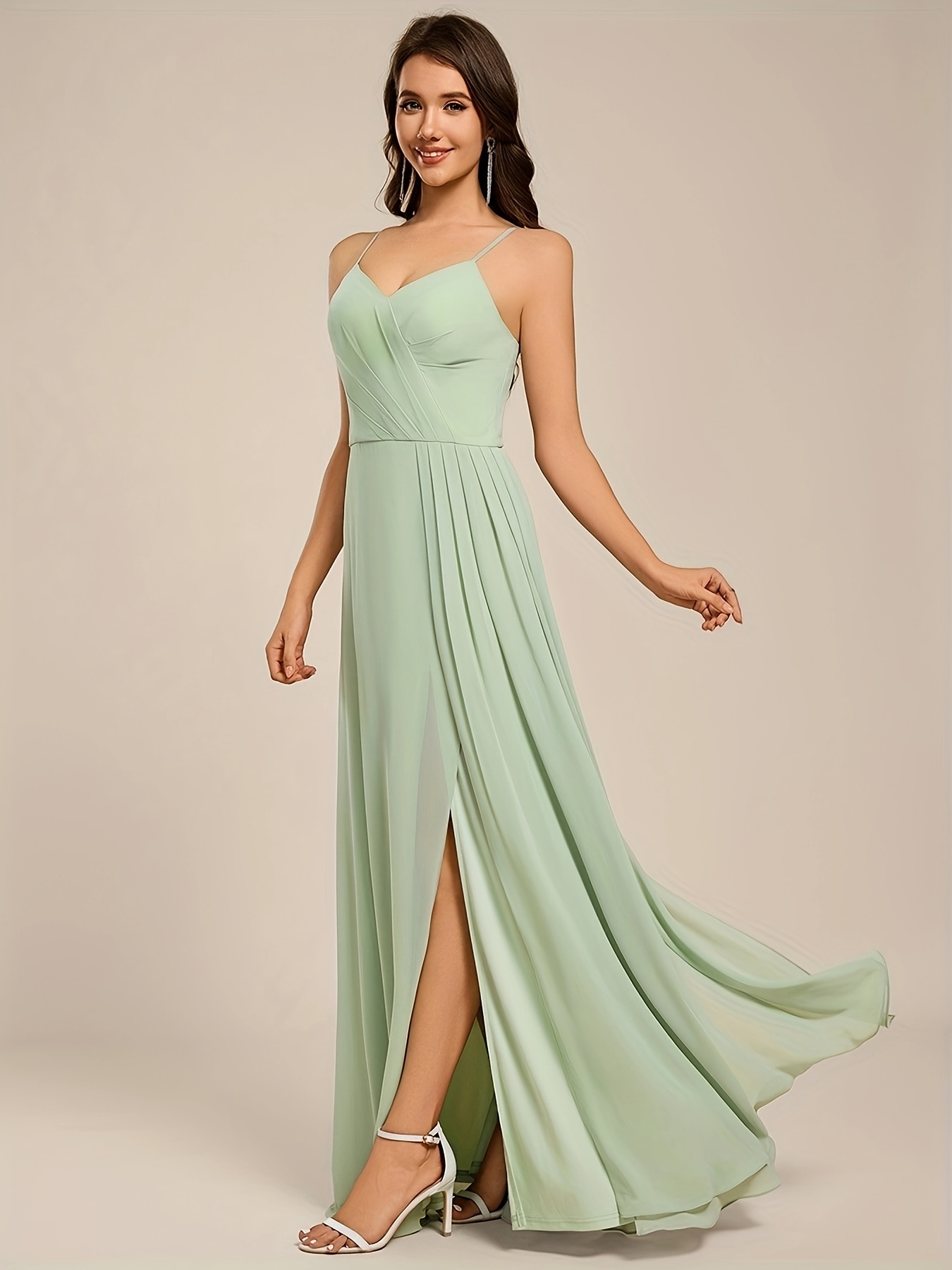 sage green maxi dress bridesmaid Sage Green Satin Column Devin Maxi Dress main image 0