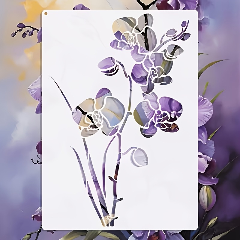 TEMU A4 Size, Reusable Orchid Stencil, Made Of Pet Material, Beautiful Phalaenopsis Orchid Painting Stencil, Suitable For Home Decoration, Wall Art,