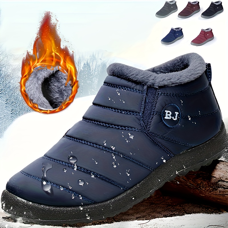 

Bottes de Neige Doublées en Imperméables pour Femmes - Bottes de Pluie Décontractées, Bottes de Neige Antidérapantes d'Hiver, Fond Plat - Chaussures Décontractées de Style Européen pour Toutes