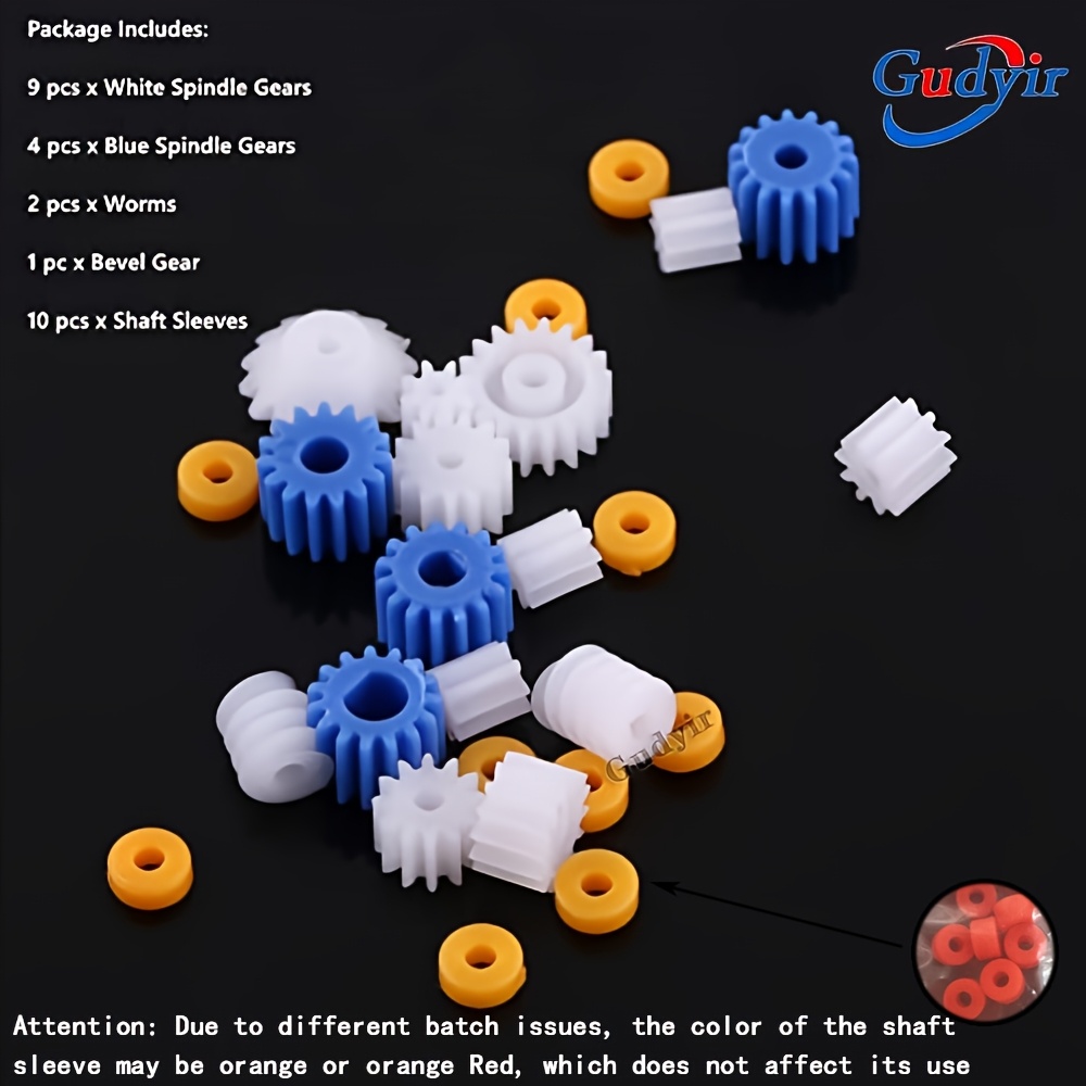 26pcs Plastic Spindle Worm Gear Set Assorted Plastic Shaft For Aircraft Car Model Gear Kit White Blue Spindle Gears 2mm/2.3mm/3mm/3.17mm/4mm