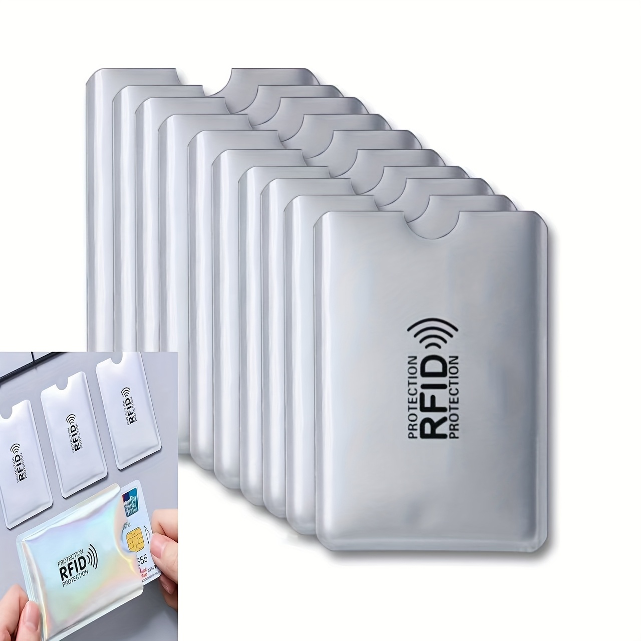 10pcs RFID Blocking Card Holders - Anti-Skimming Protective Covers for ID,  Credit & Debit Cards, Durable Plastic Anti-Theft Wallets with Secure  Closure, White & Gray, RFID Blocking Wallets * Storage * ...
