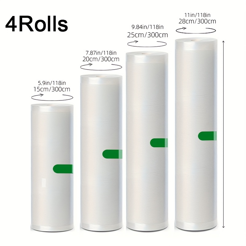 Image of A Pack Of 4 Multi-sized 3-meter Vacuum-sealed Bags, Suitable For Food Storage Needs – The Textured Vacuum Bags For Freshness, Making Them An For For Home And Commercial Use