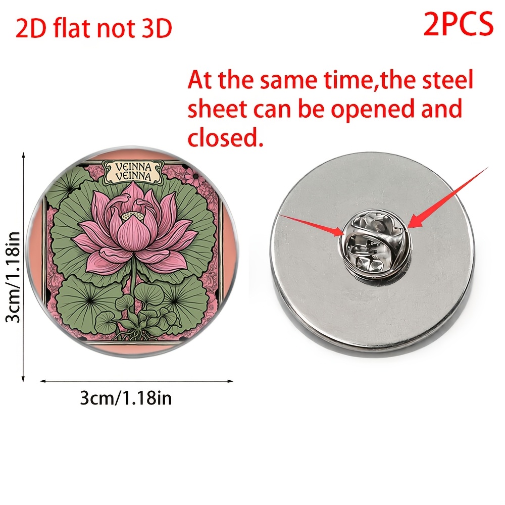 2pcs Artistic Lotus Patterned Brooch Set for Gifting
