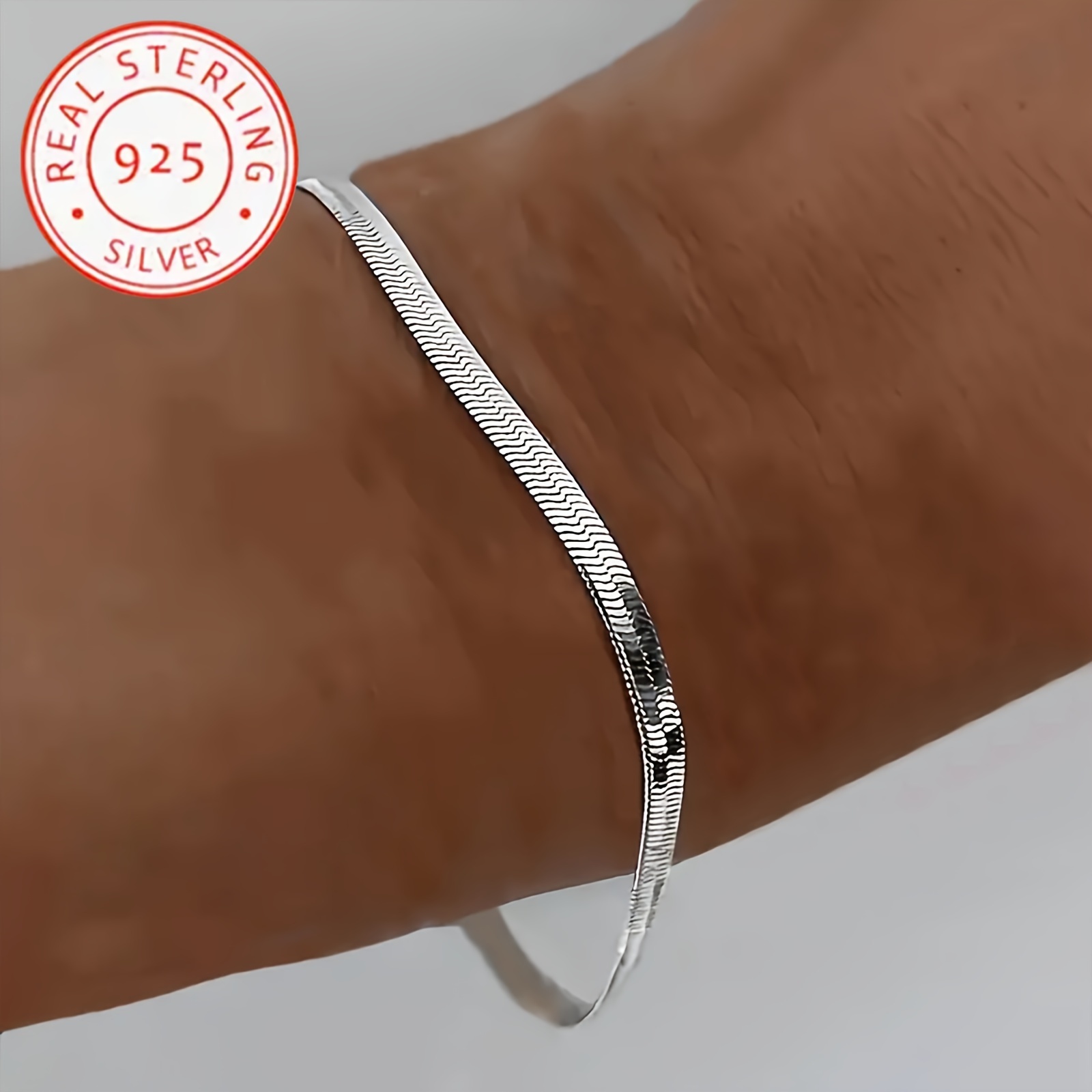 

925 Sterling Silver Snake Bone Chain Bracelet - Elegant Handcrafted Jewelry, Memorable Style, Durable & Unique Silver Design, 3.2g Weight, Chic Summer Essential