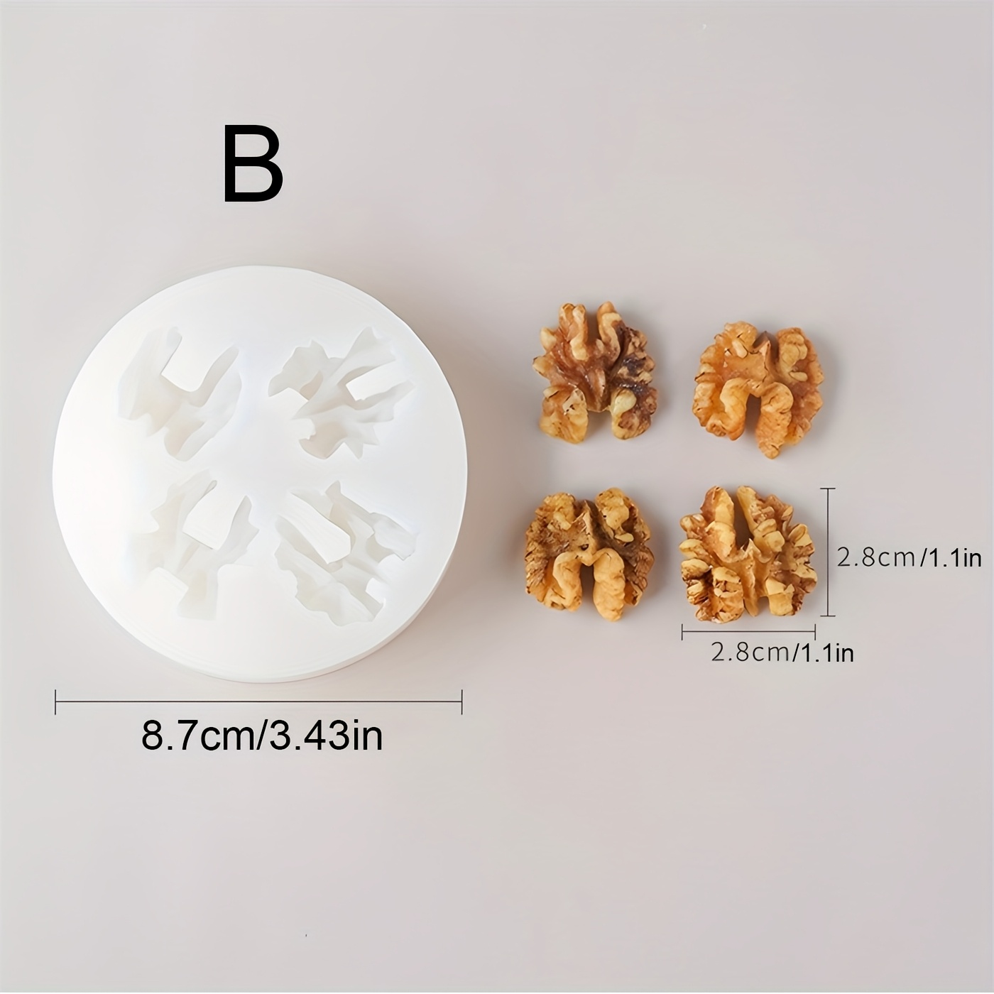 Image of Simulation Nut Mold Walnut Almond Silicone Candle Mold Diy Aromatherapy Candle Decoration Material Gypsum Resin Soap Cement Casting Mold Plaster Crafts Mold