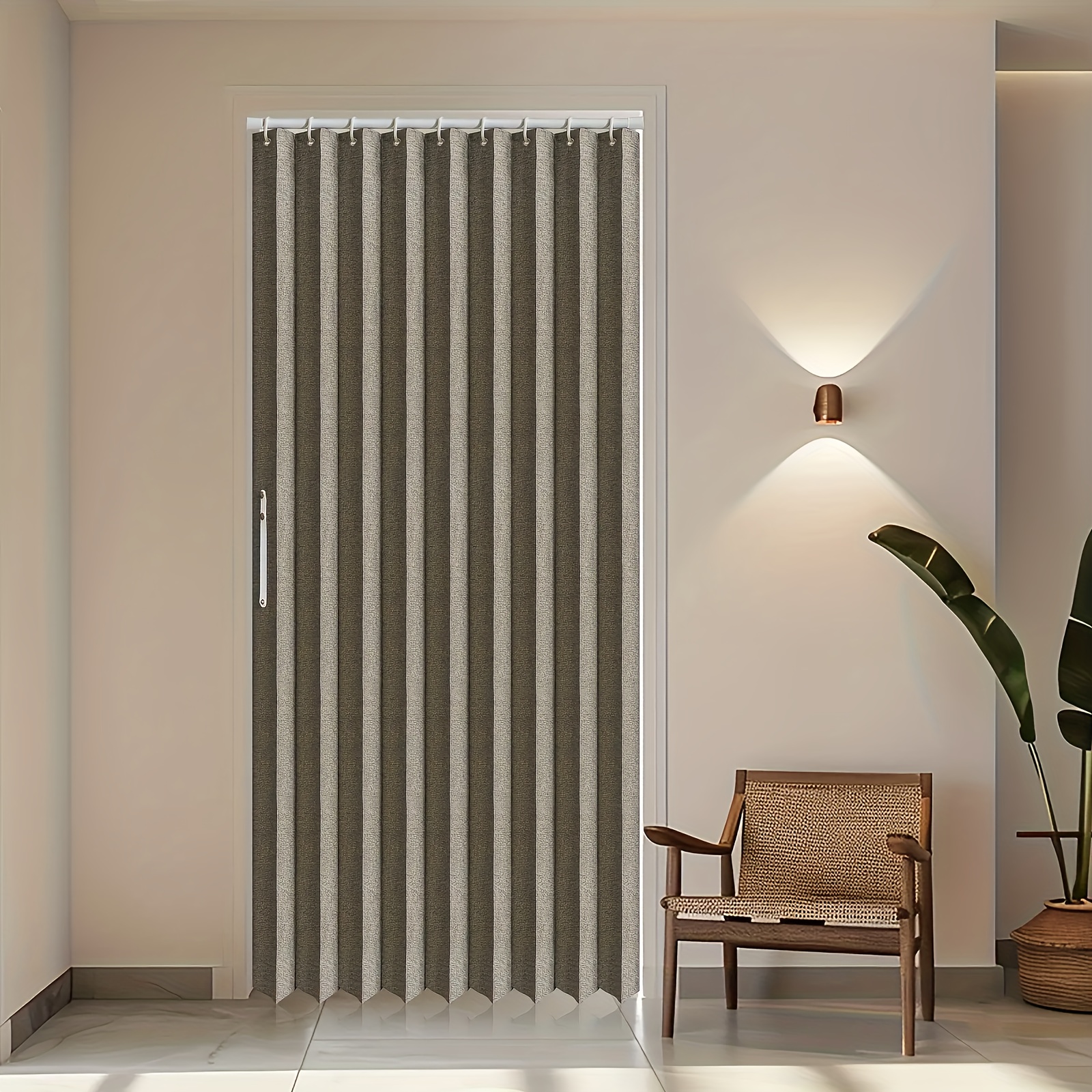 TEMU Nouveaux rideaux de porte pliables avec bagues de suspension, pour la séparation et la décoration de