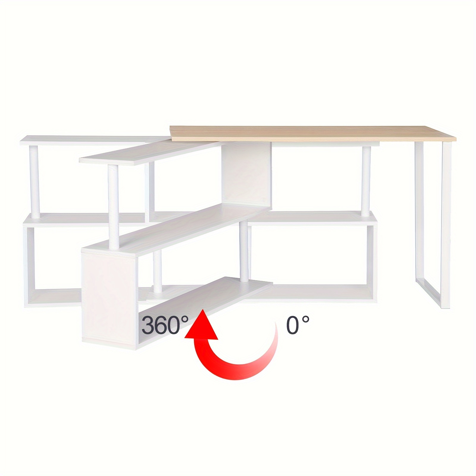 1pc White Wooden L-shaped With Shelf - Foldable Computer Workstation For Home Office, Study, Or Gaming - Light , With Storage Shelves, Perfect For Small Spaces
