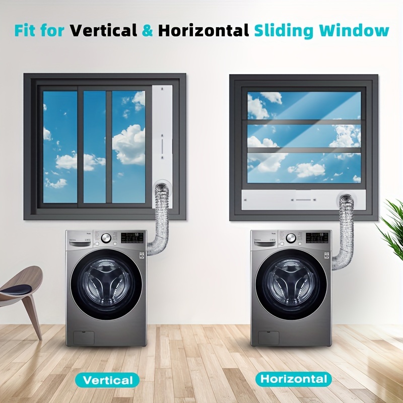 TEMU Upgraded Dryer Vent Window Kit For 4 Inch Diameter Dryer Vent With 10 Feet Aluminum Foil Hose, Window Dryer Vent Kit, Adjustable Dryer Window Panels For Sliding Window, Add Coupler&filter