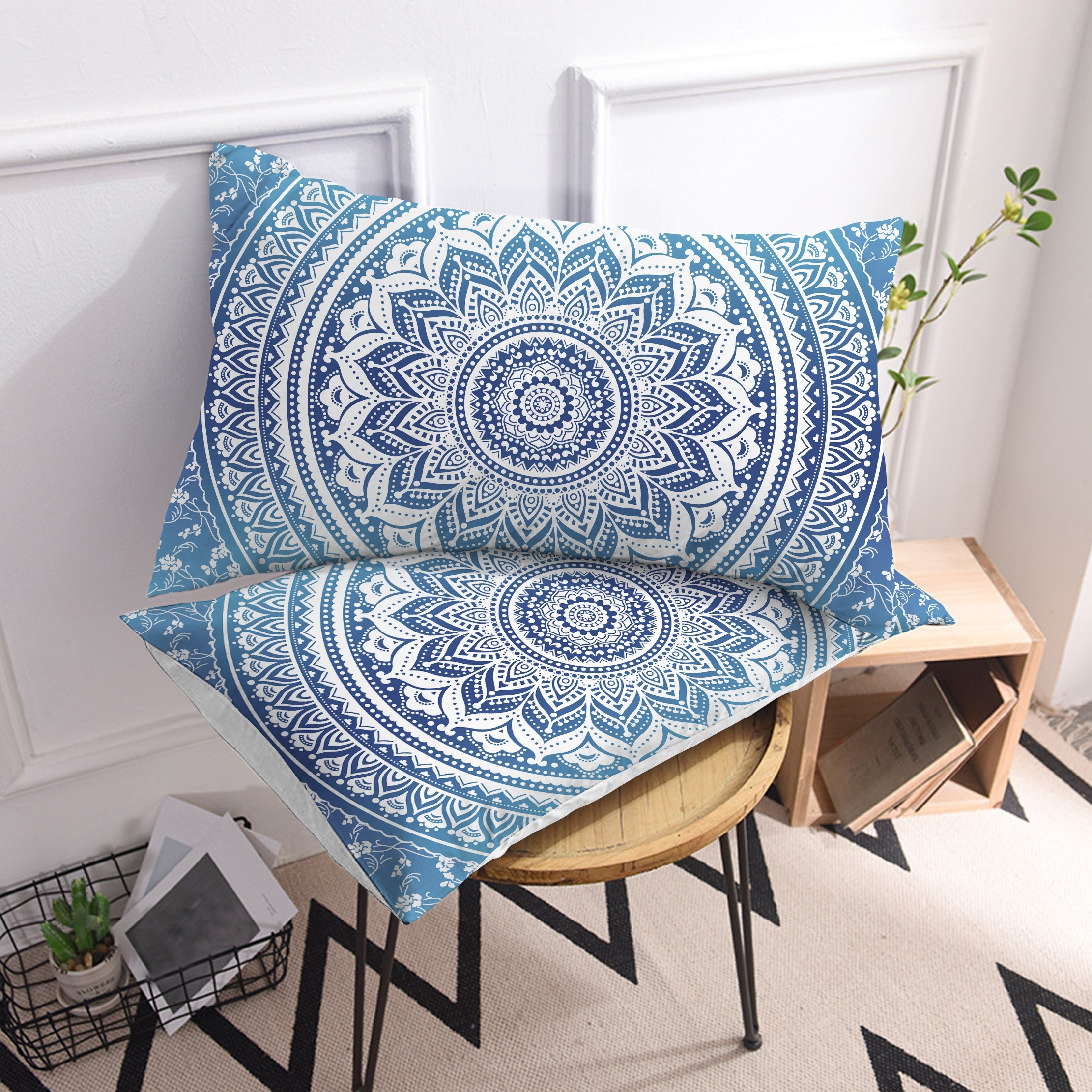 2pcs ethnic style mandala printed brushed pillowcase no pillow core soft and breathable pillow covers suitable for bedroom sofa home decoration details 9