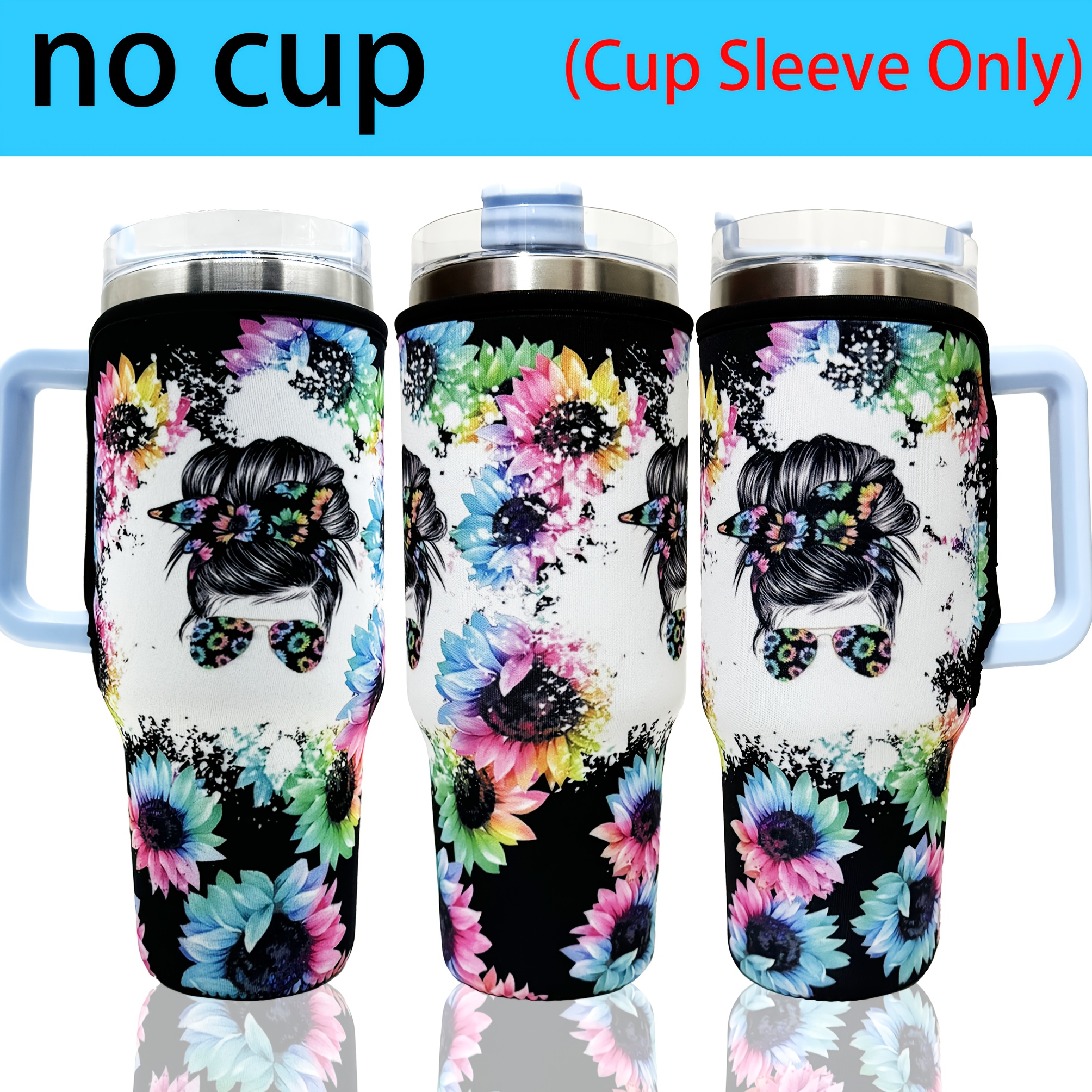 

1pc Non-slip Neoprene Cup Sleeve, Colorful Insulated Cup Sleeve, Suitable For 40oz Tumbler With Handle (cup Sleeve Only)