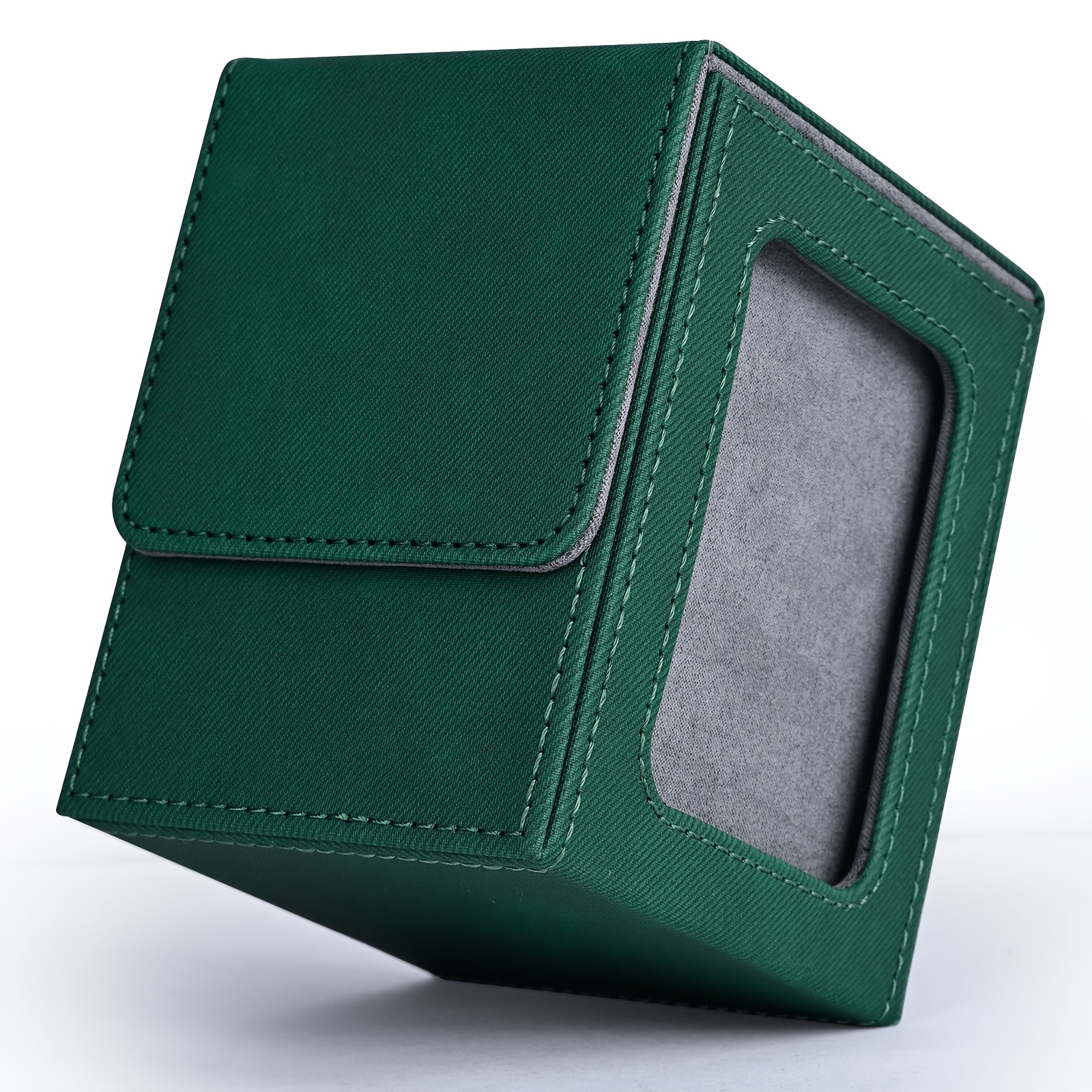 TEMU Card Deck Box With Display Window, Card Storage Case Holds 120+ Single Sleeved Cards, Pu Leather Denim Card Box For Tcg Cards, Sports Cards