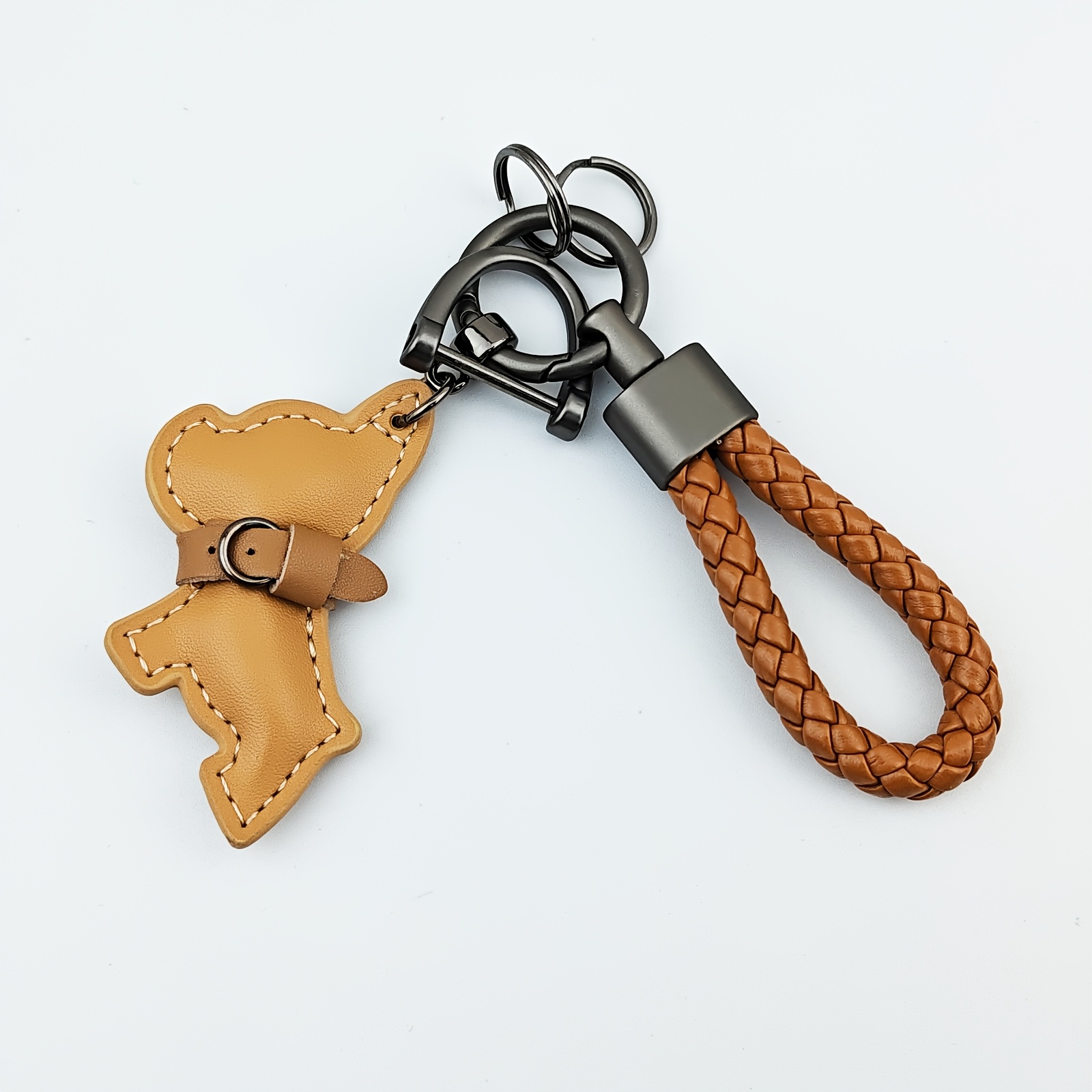 TEMU 1pc Mini Portachiavi Bulldog Francese in PU, Ciondolo per Borsa con , Portachiavi Scarpa da Cavallo per Auto, Portafoglio, Accessorio per