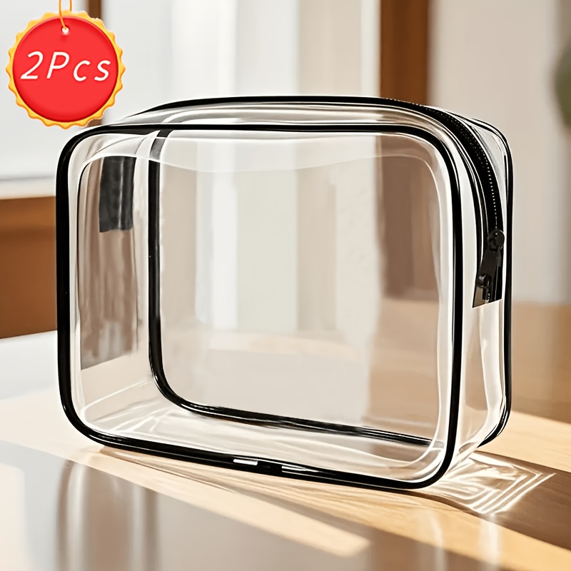 Image of 2pcs Of Stylish Transparent Storage Bags, Zipper Bags, Travel Bags, Toiletry Bags, And Cosmetic Bags From The Onewd Brand