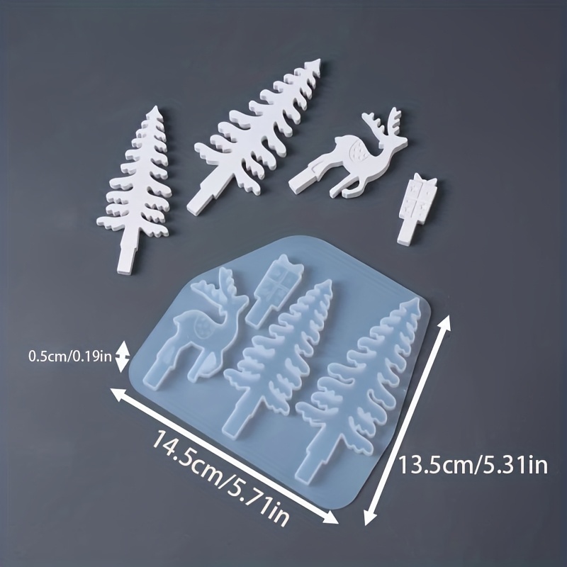 TEMU Moules à bijoux en silicone et résine - Arbre de Noël, ange, , Père Noël, bougeoir, moules de Noël, design d', moules de moulage de bougeoir,