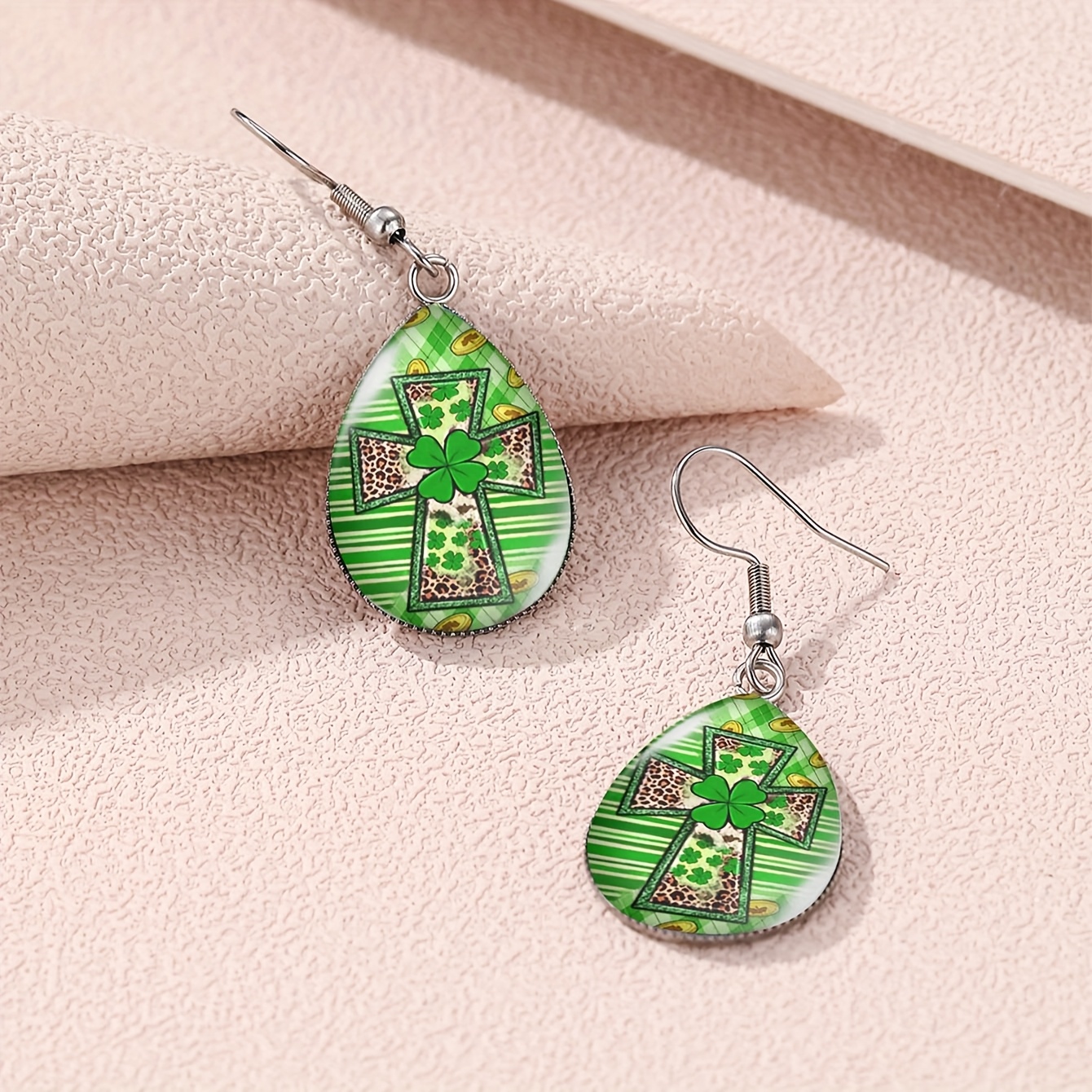 Simple Blessing St. Patrick's Day Cross Earrings