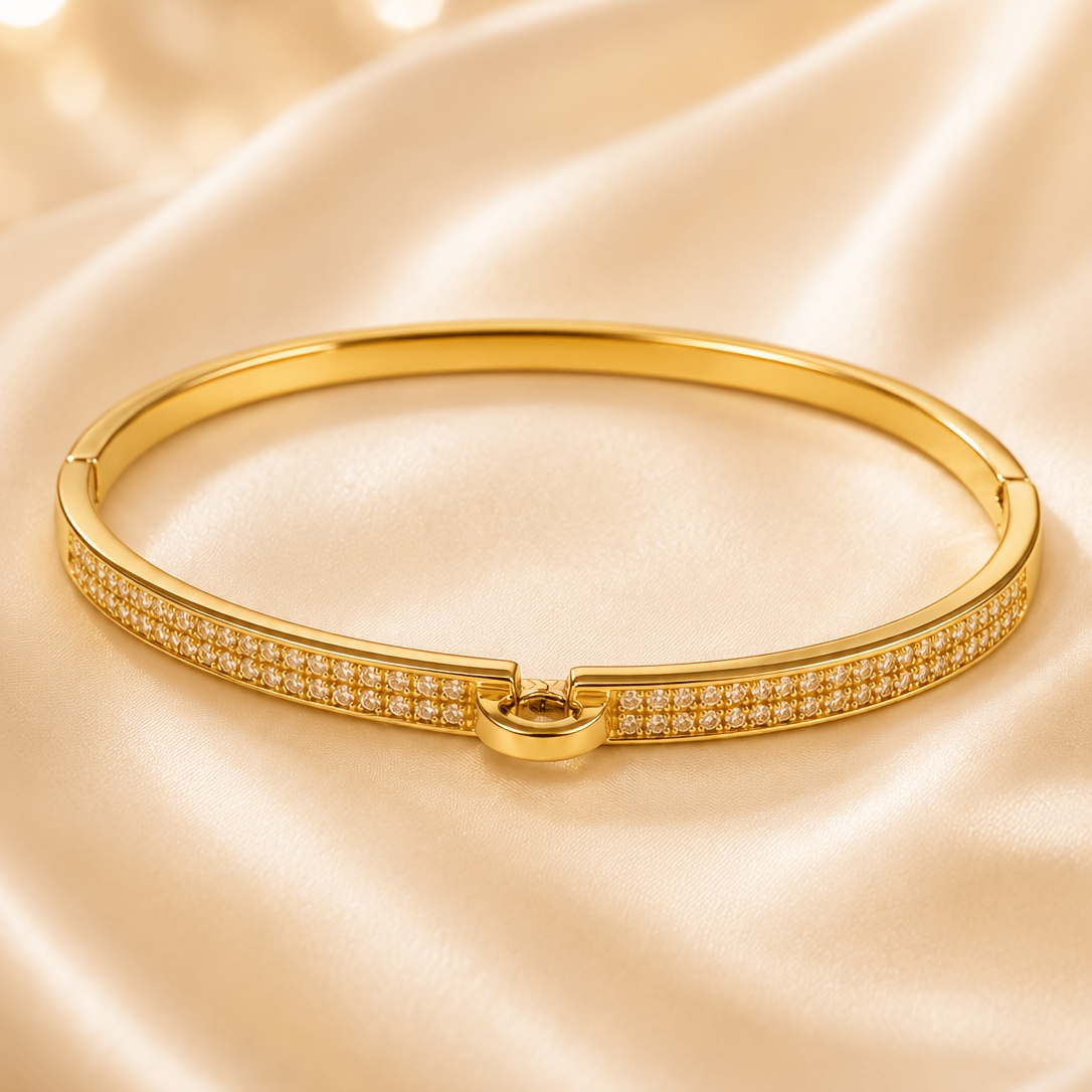 Statement Easy Buckle Bangle, Full Pave Shard Design