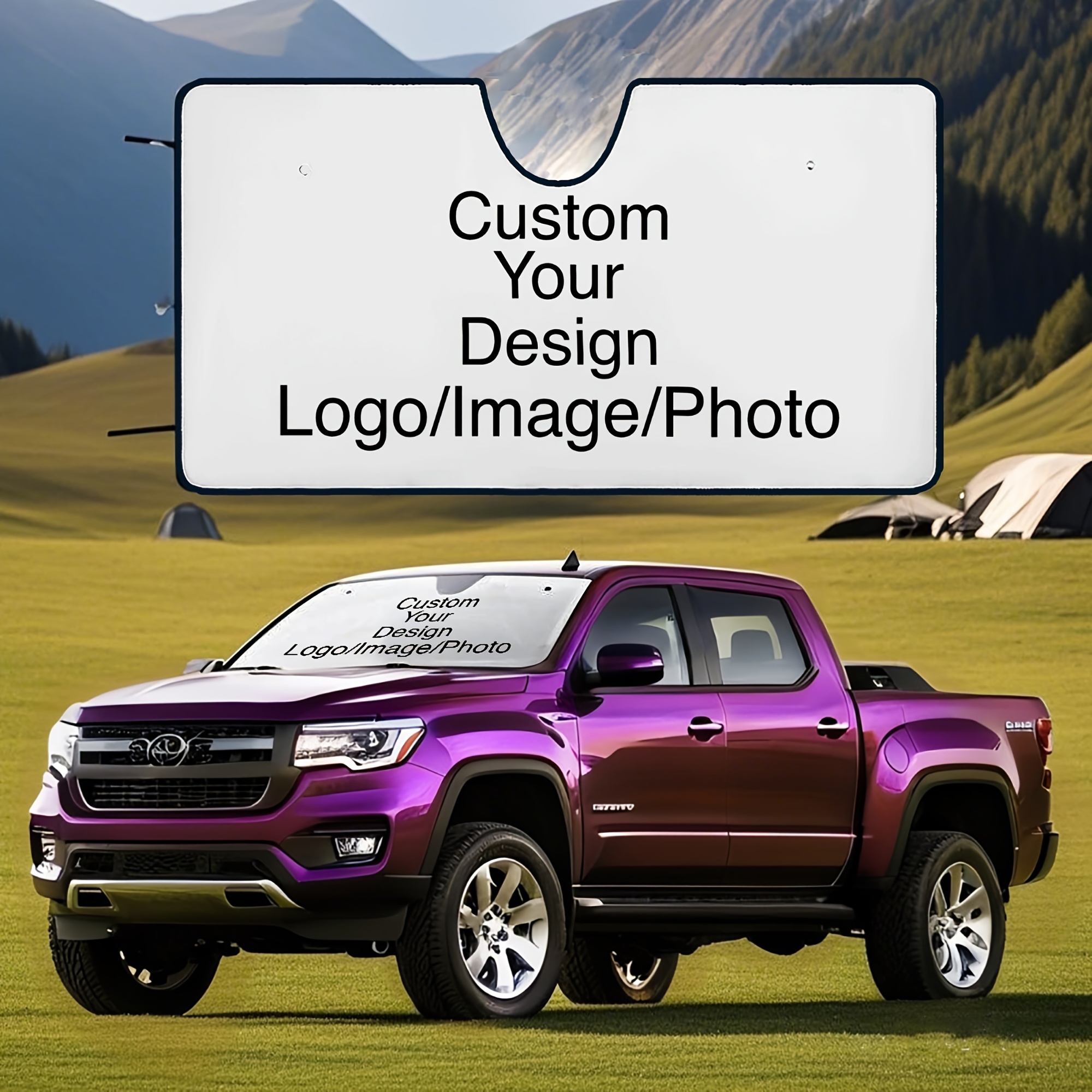 TEMU Customize A Personalized Car Windshield By Your Images/photos/text/logo To The Sunshade, Which Comes With 4 Suction Cups. This Windshield