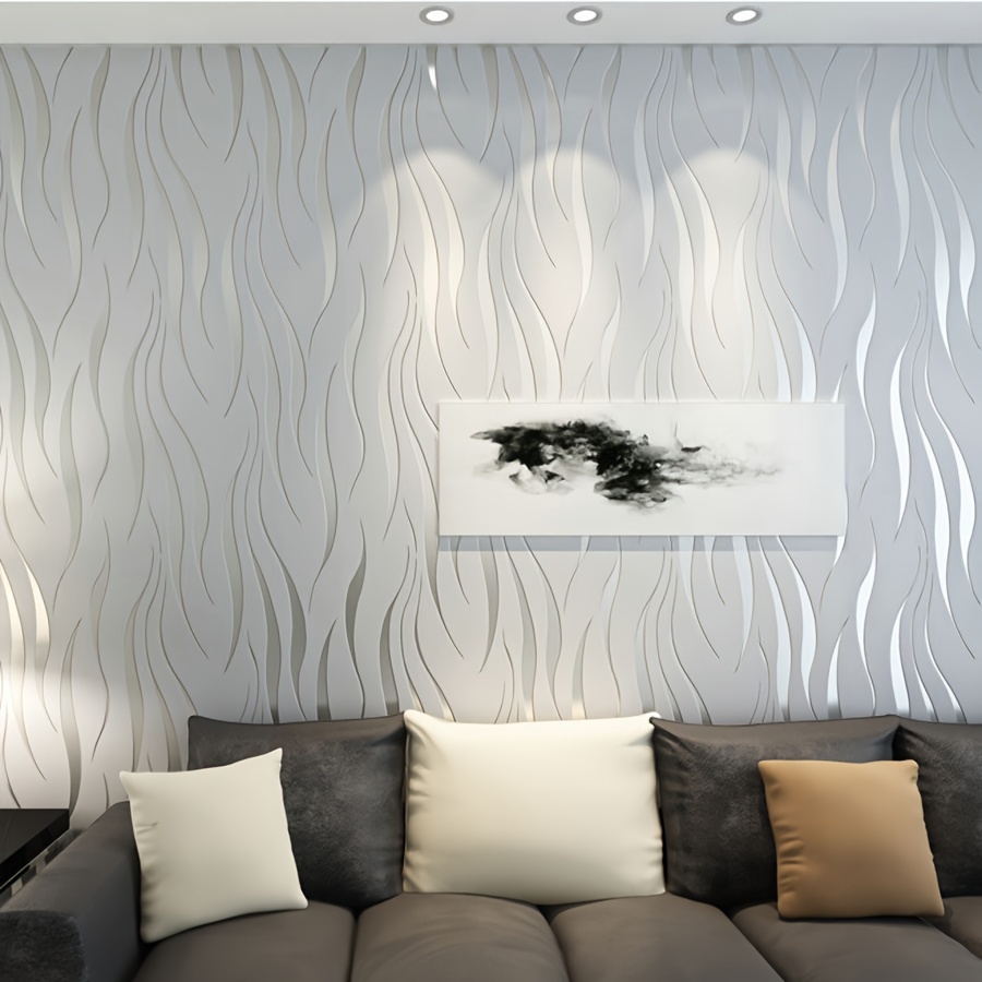 

1 Roll Modern Peel And Stick Wallpaper, Deer Suede Fleece Non-woven Fabric Paper, Shape & Stripe Design, Vinyl Home Living Room Bedroom Wall Decor