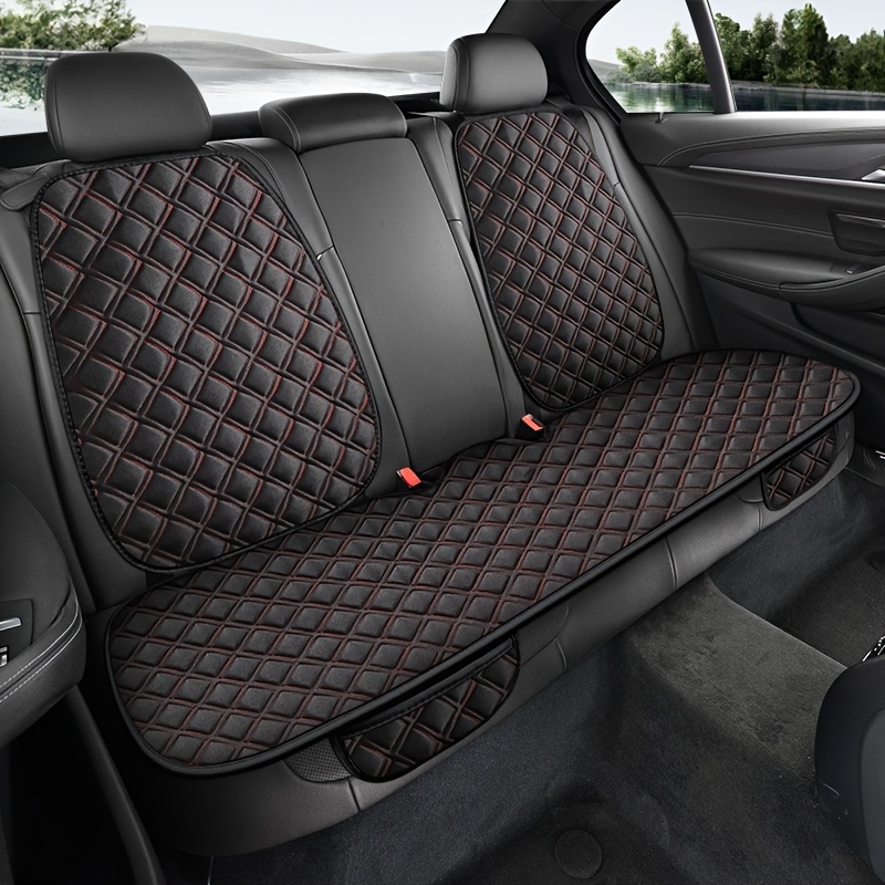 Image of 3pcs 3sets New Linen Texture Seat Cover, Car Seat Cover Includes 1 Pair Rear Seat Cushion And 2 Rear Seat Covers, With Storage Bag Universal Fits 90% Of Vehicles, Suvs, Cars, Sedans (3pcs)