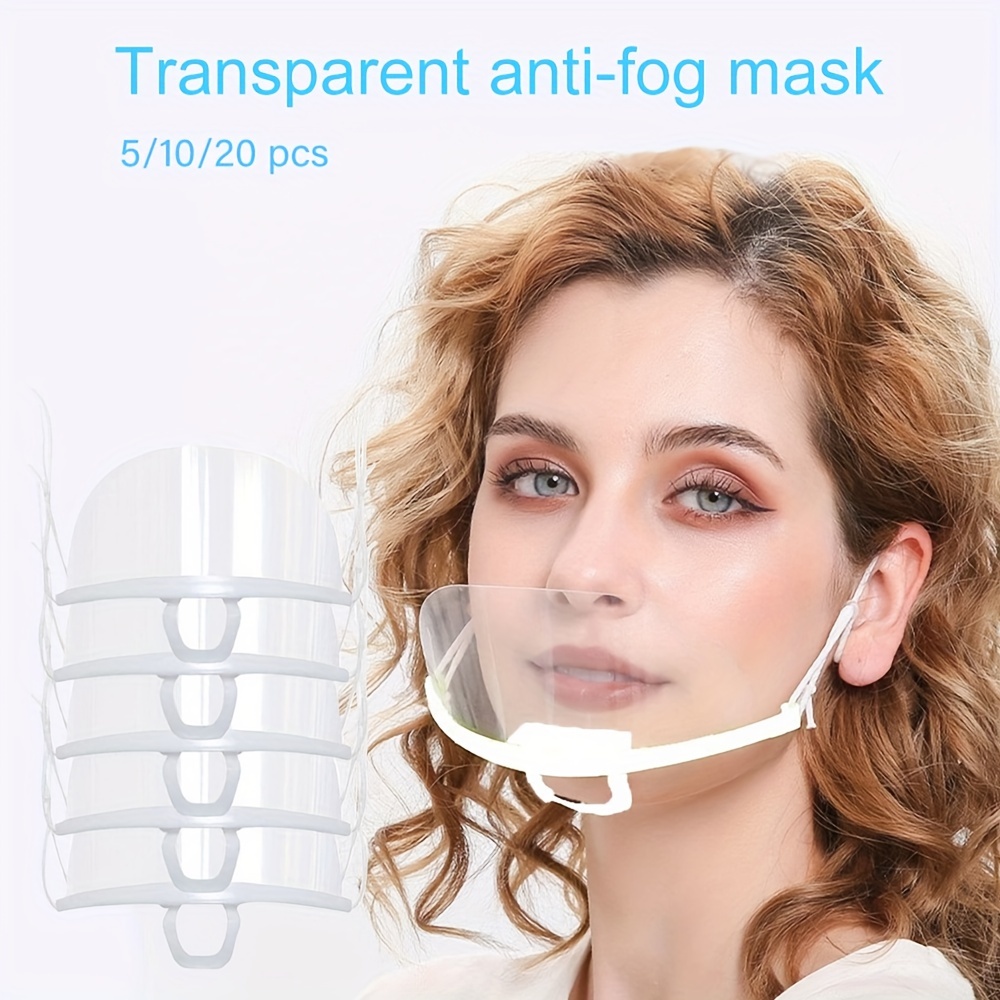 

Reusable Clear Plastic Mask, Splash-proof And Visible, No Batteries Required, For Hotel, Chef, Waiter, And