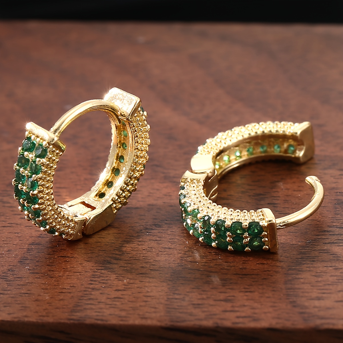 Luxurious Copper & Cubic Zirconia Colorful Hoop Earrings - Vintage-Inspired, Nickel-Free for Casual Attire & Gifting