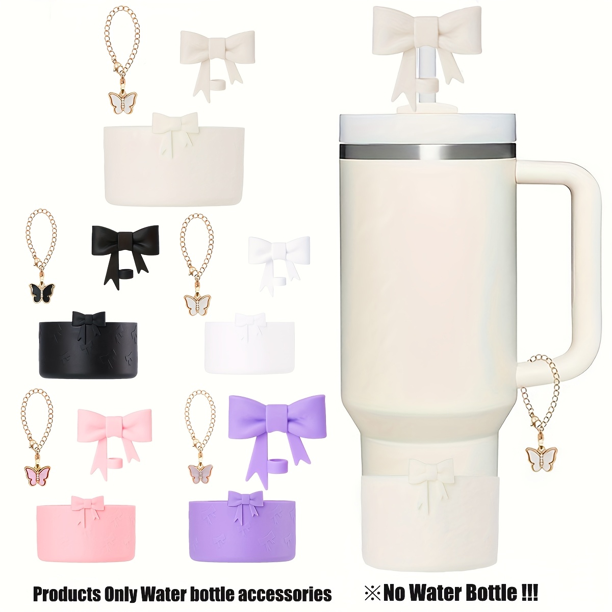 juego de 3 piezas multicolor - 1   para vaso + 1 tapón para   + 1 colgante, accesorios para botella deportiva, protector de silicona con  , tapón de silicona   de  , charm de colgante con   Detalles del producto 1