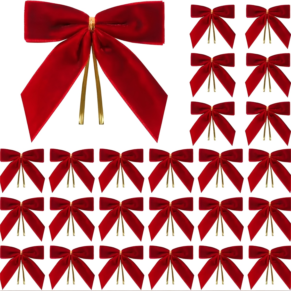 

12pcs Christmas Bows, Fabric Holiday Decorative Bows, No Feathers, For Tree, Door, Garland, And Wreath