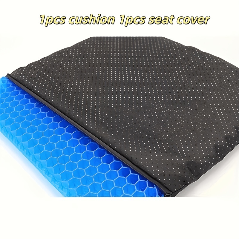 Image of 2pcs Set (seat Cushion And Cover) Extra-large Gel Honeycomb Seat Cushion, 40 X 35 X 2.5 Cm, Suitable For Long Sitting; Gel Backrest Seat Cushion: With Heat Dissipation Function And