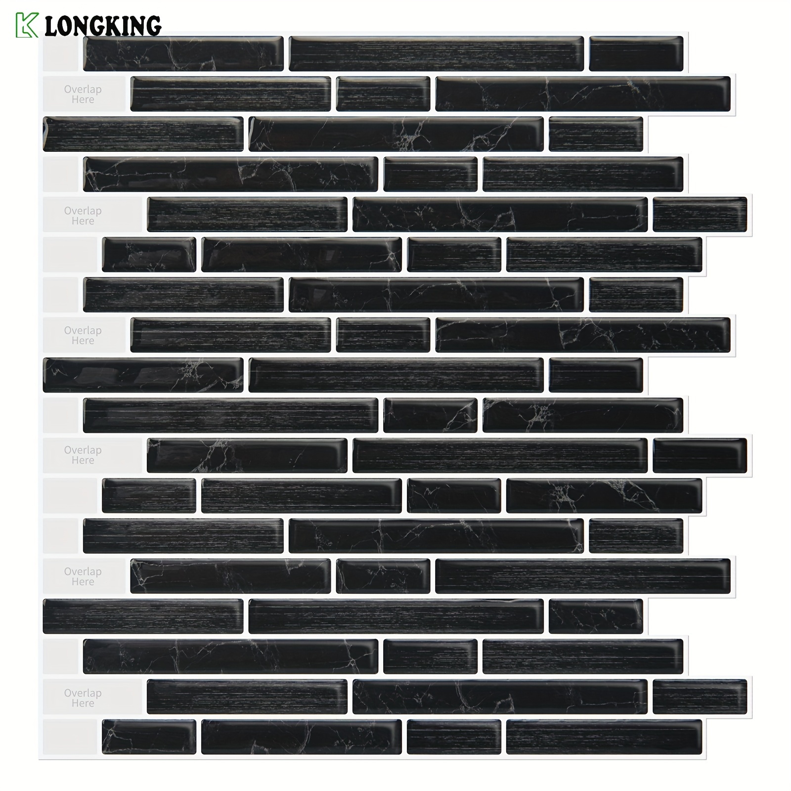 

Longking 10-piece 12 In. X 12 In. Peel And Stick Backsplash Black Small Chip Tiles, 10 Sq Ft/case