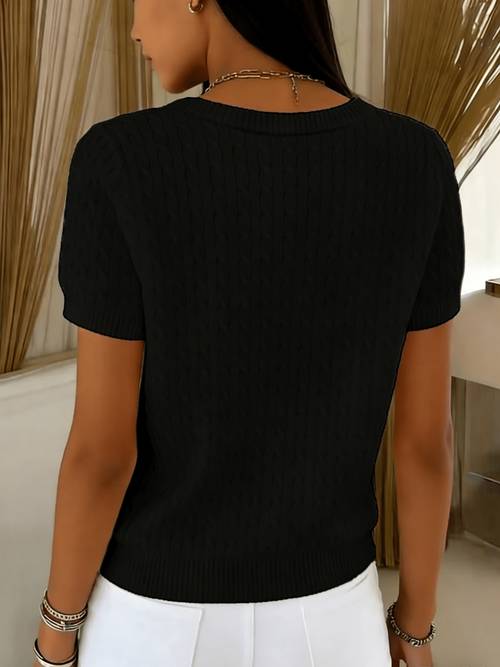 damespullover in met ronde hals en korte mouwen, zachte, comfortabele, stijlvolle en casual kleding