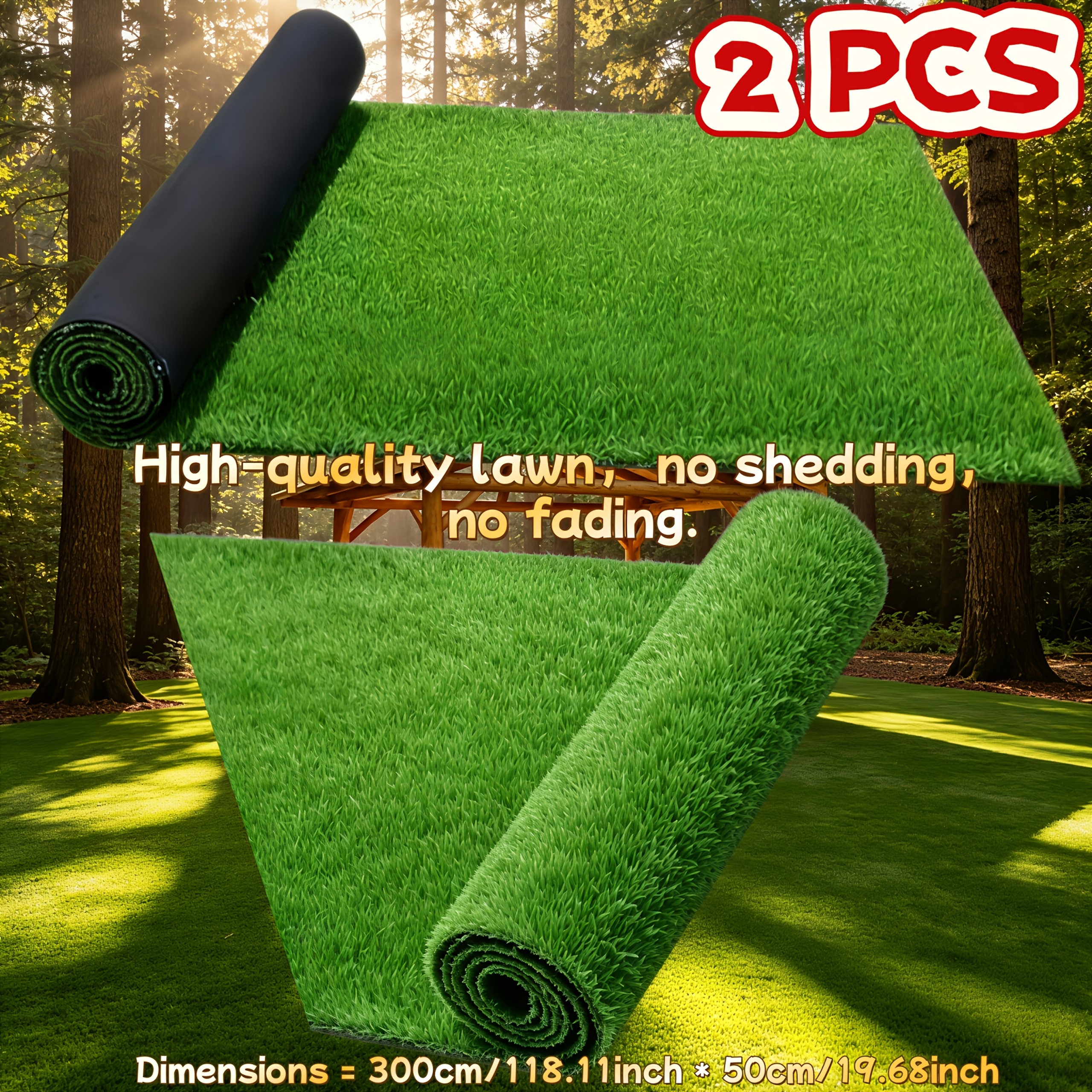 TEMU 2pcs Set = 6 Meters Of Large Artificial Turf, High Simulation Degree And Better Experience Than Real Grass, Anti-uv And Durable, , Plastic