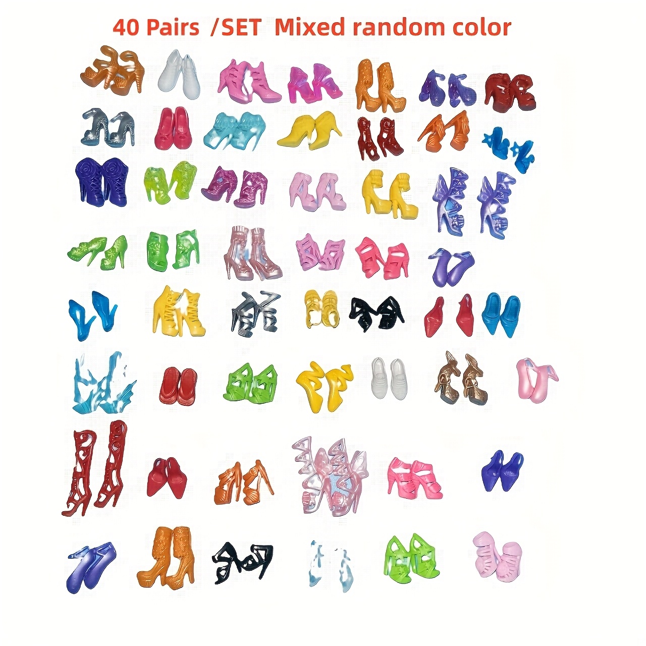 Image of Make Your 30cm/11.8 Inch Dolls Look Stylish With Colorful High Heel Sandals (random Color) 10//40 Pairs