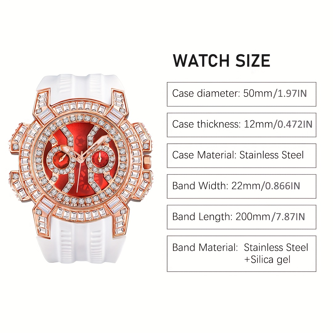 Luxury Hip-Hop Red Plate Quartz Watch, Unisex