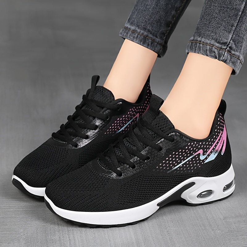 Tenis deportivos transpirables para mujer, zapatos casuales con cordones para exteriores, cómodos tenis bajos en tallas plus