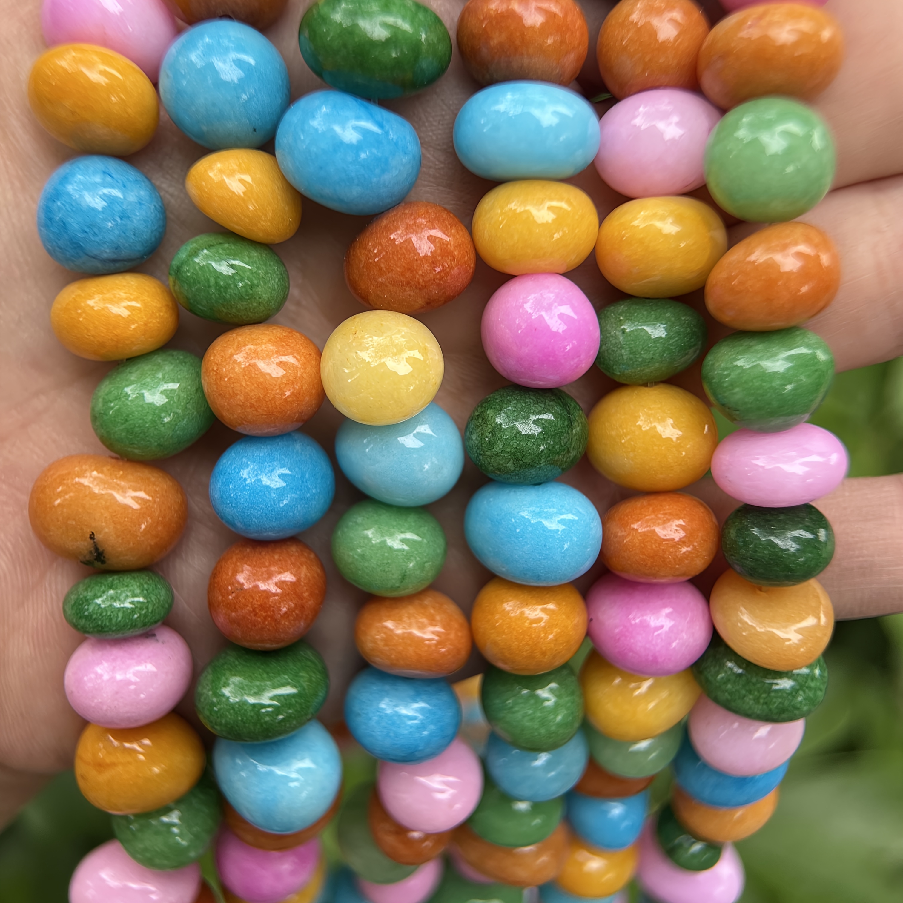 Image of Approximately 40 Colorful Alxa Candy Beads – 8x11mm Polished Gemstones Suitable For Jewelry, Bohemian Style, Rainbow Chakra, Easter Crafts, And Gifts For Spring And Summer, Representing Birthstone