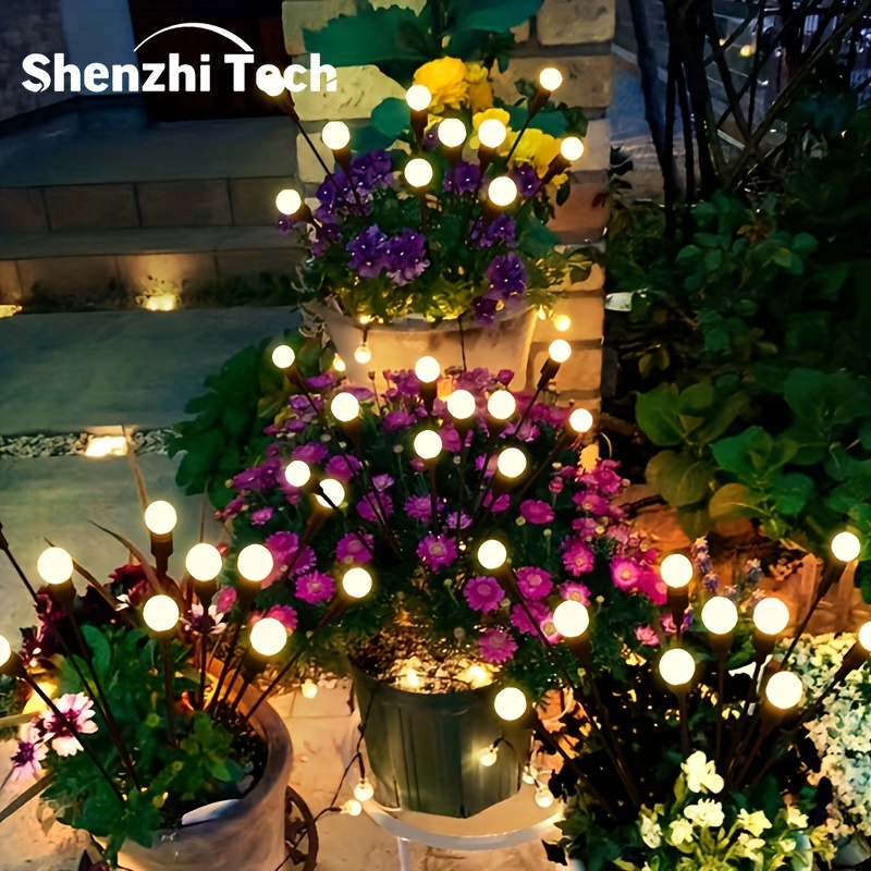

2pcs Solar Led Light, 6led Outdoor Firework Firefly Lamp Waterproof Landscape Lighting For Garden Terrace Balcony Decoration