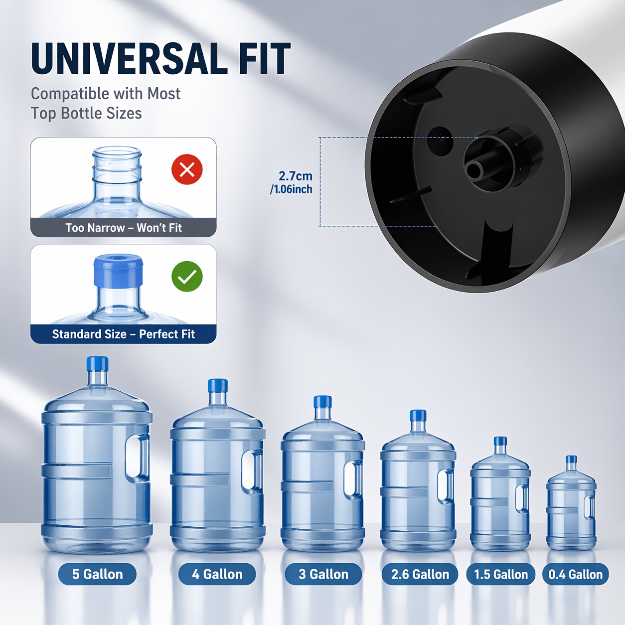 1pc Portable Water Pump For 5 & 10 Gallon Bottles, USB Dispenser, One-Touch Easy 4