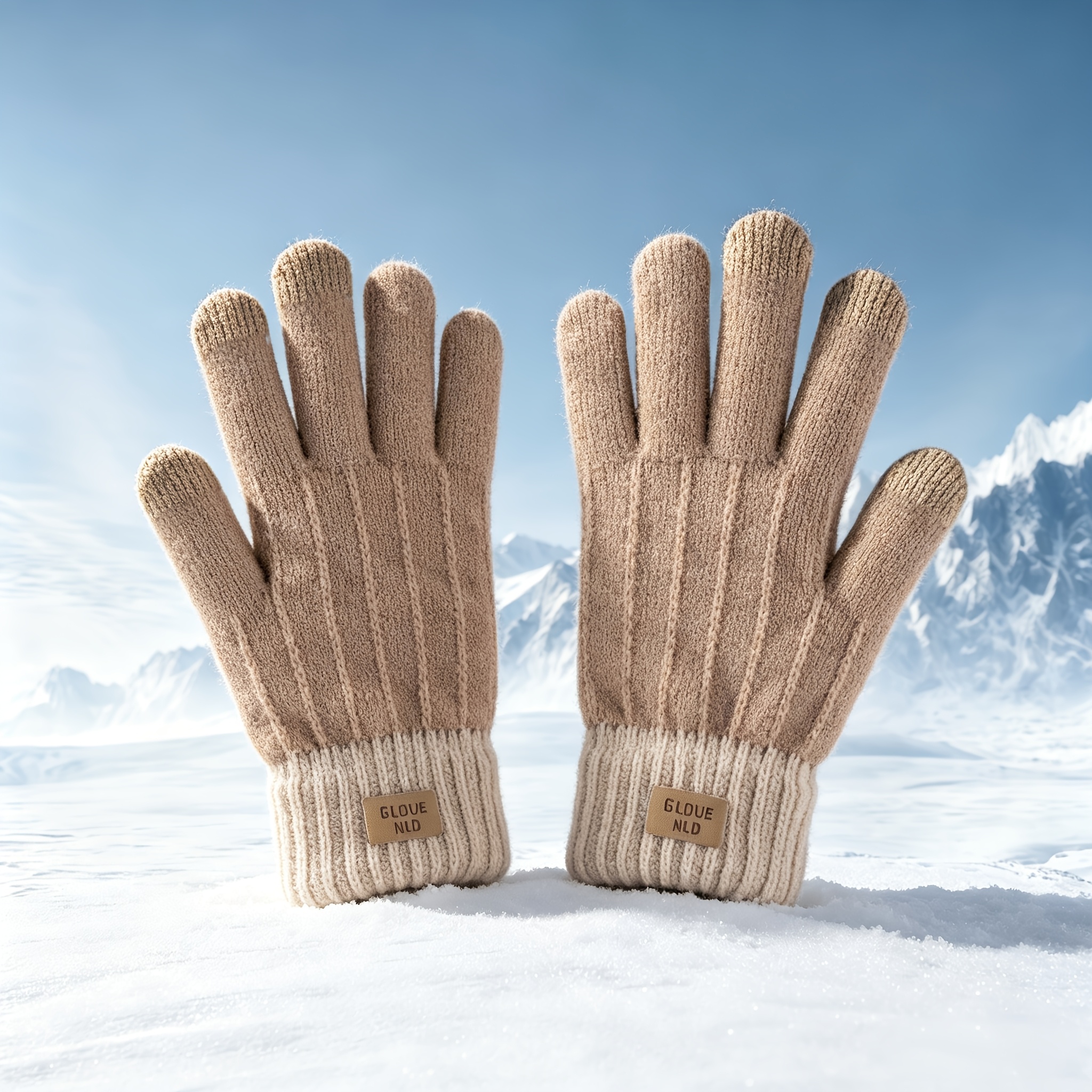 TEMU Winter Warm Gloves, Unisex Men Women Cold-proof Fingerless Gloves, Touchscreen Gloves, Ribbed Contrast-colored Fingerless Gloves, Winter Outdoor