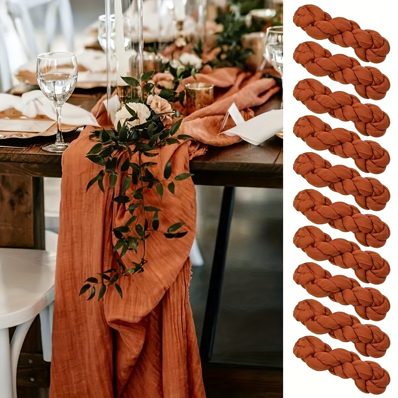 

10pcs Rustic Cheesecloth Tablecloth - , , , For Wedding, Bridal , Decorations, Kitchen And Dining Use, For Table Decor