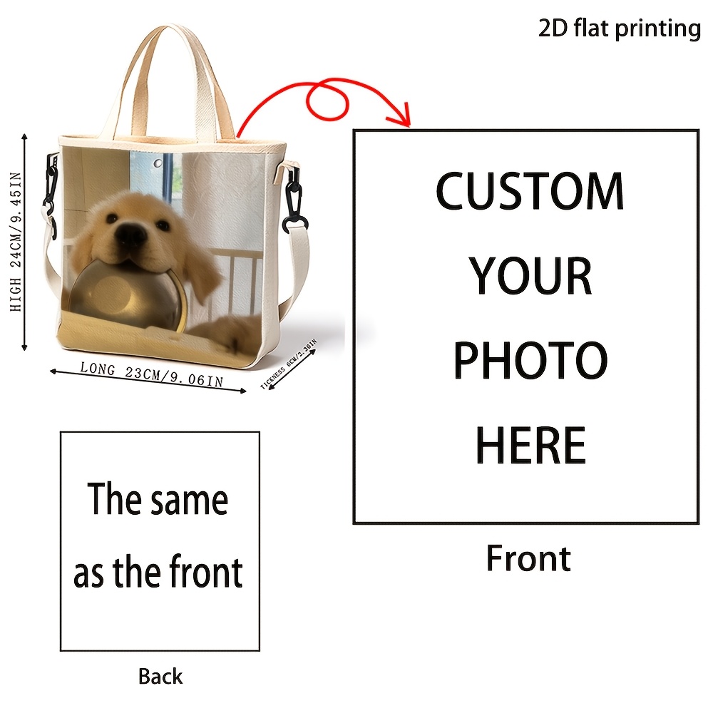 TEMU Custom 1pc Photo Shoulder Bag, Personalized Photo Customization, Suitable For Your Own Personalized Photos, Family Pictures, Pet Images, Wedding