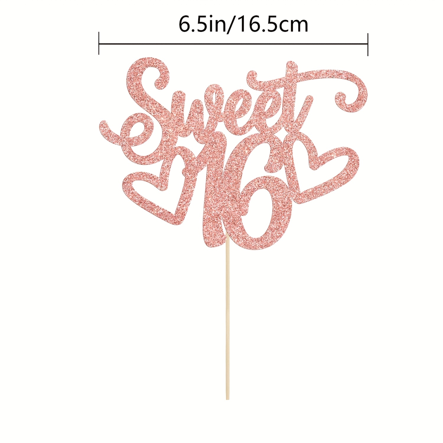 1pc Glittery Cake Topper For A Sweet 16 Celebration - Perfect For Decorating A 16th Birthday Cake In Rose Golden