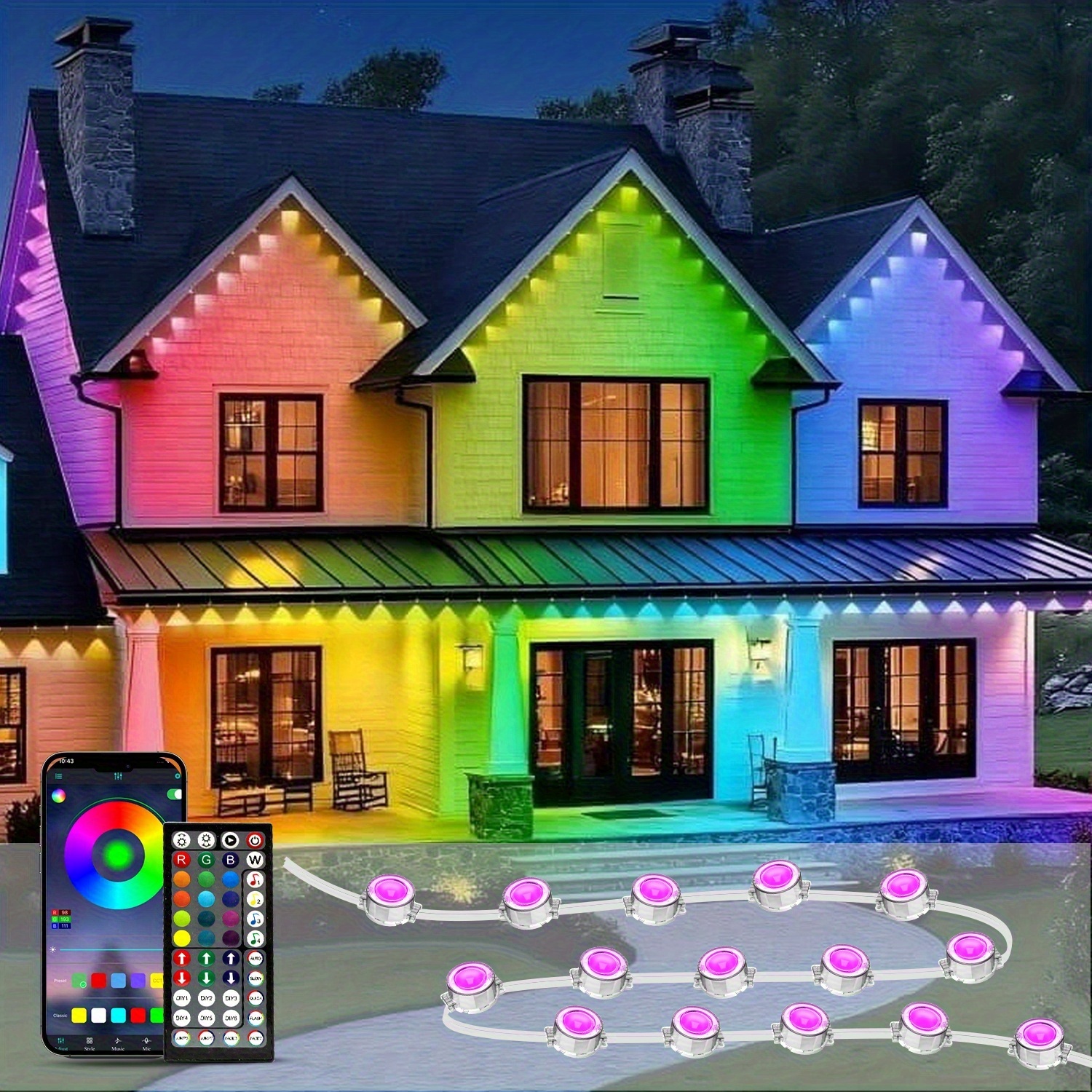 15ft 50ft 100ft 200ft 300ft 500ft   lights rgb led   lights with   control ip67 waterproof led outdoor string lights for christmas halloween indoor outdoor decor