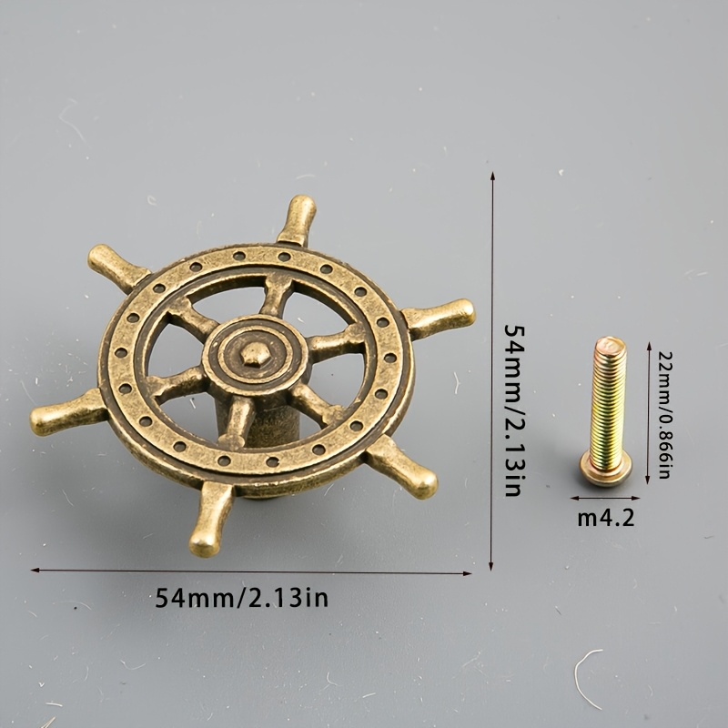 E-shop 10 Stück (5 Stück Bronze Rudergriff + 5 Stück Griffschraube) Bronze Piraten Rudergriff, mit Shui Rad Bronze Schrankgriff für Küchenschränke und