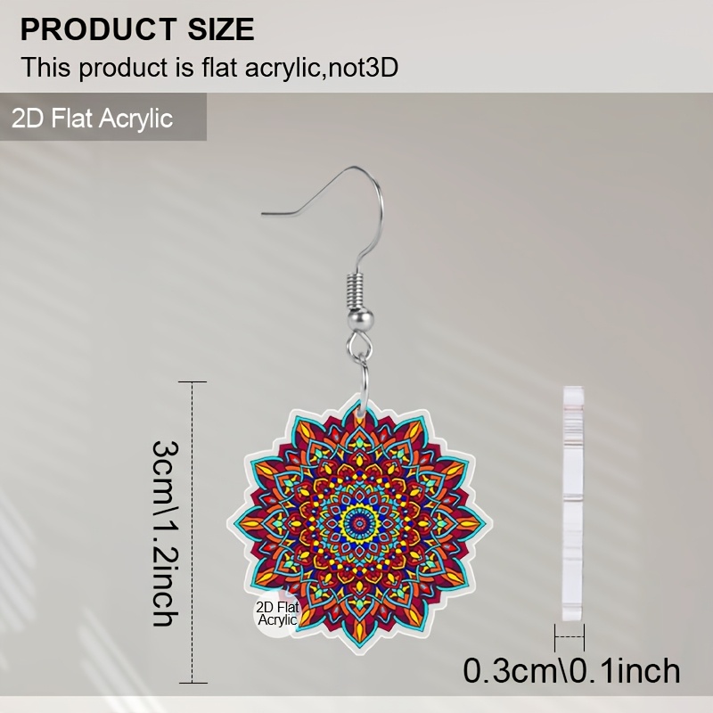 Exotic Flowers Mandala Geometric Acrylic Earrings for Women