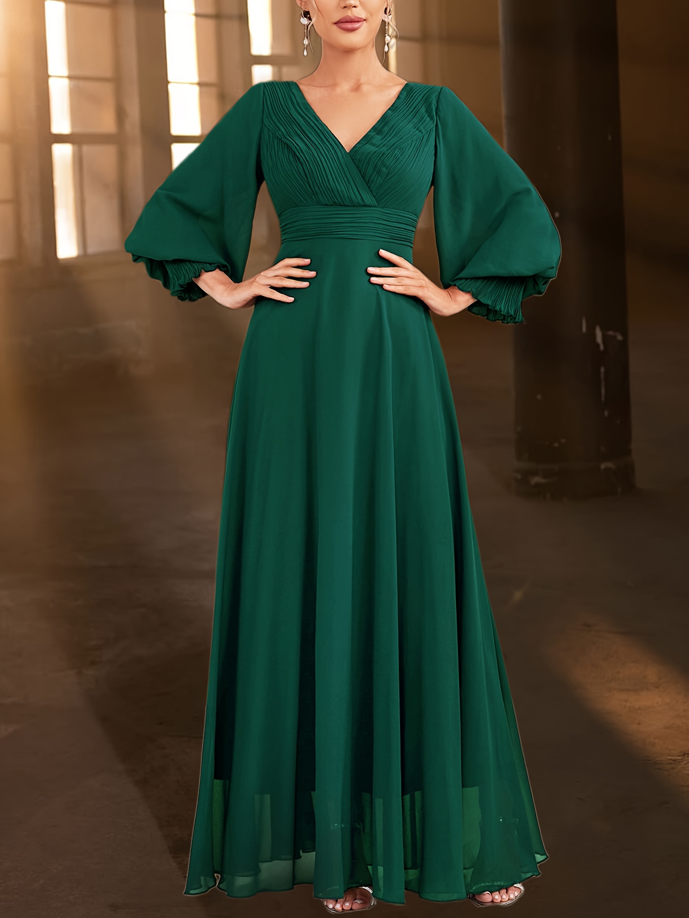 sachin and babi light blue dress Sexy Plunging V-neck Pool Chiffon Long Bridesmaid Dress