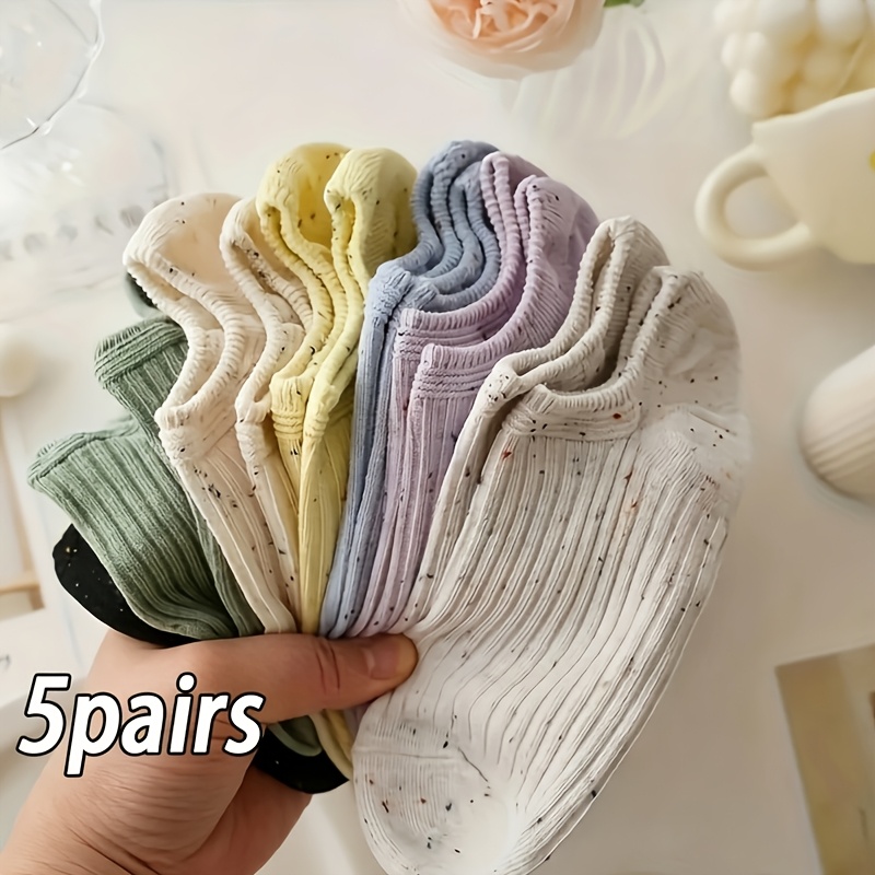Image of 5-pack Women's Minimalist Socks - Lightweight Low-cut Non-slip Polka , Ideal For Running, Casual Wear, And Use, Fashionable Women's Socks