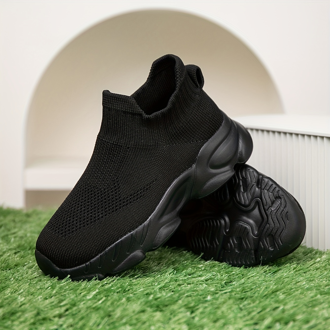 1 Pair of Unisex Knit Mesh Breathable Casual Sneakers, Lightweight and Comfortable, Suitable for All Seasons, Indoor/Outdoor Slip-On Sock Shoes, Trendy Footwear