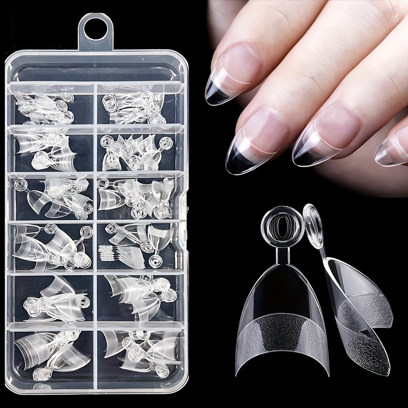 

diy Easy" 240-piece Almond-shaped Half Cover Nail Tips Set - Short, Matte & Clear Press-on False Nails For Diy Manicures, 12 Sizes With Storage Box