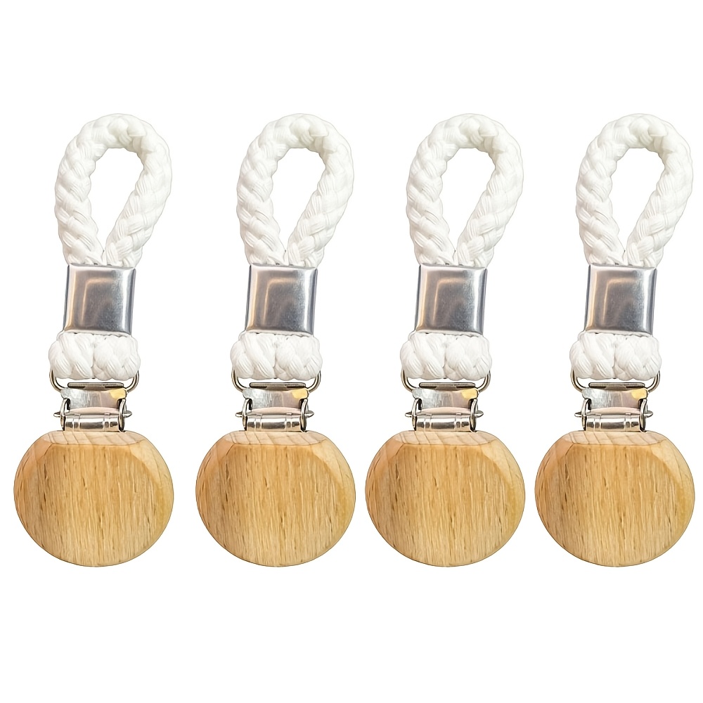 Image of 4pcs Wooden Round Ball Towel Clips, Kitchen Tea Towel Rack, Dishcloth Hanger, Bathroom Hand Towel Rack, Universal Hanging Clip For Rv And Camping, Laundry Drying Clip, Anti-slip Instant Hanging Ring