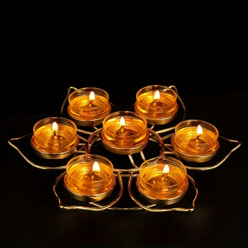 

Golden Metal -star Plum Butter Lamp Holder Candlestick, Suitable For Small Round Candles - Very Suitable For Festival Decoration